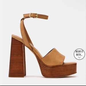 Steve Madden Floria Banana Leather Platform Ankle-Strap Sandals